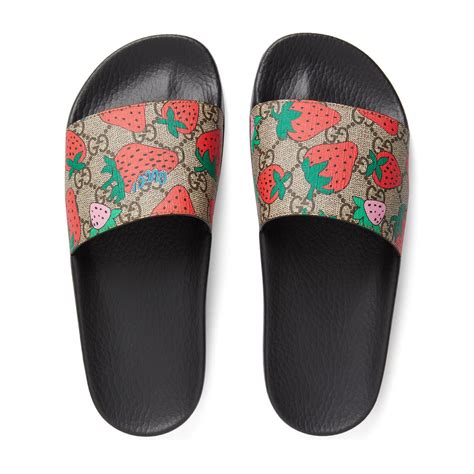 gucci blue floral slides|gucci slides with strawberry.